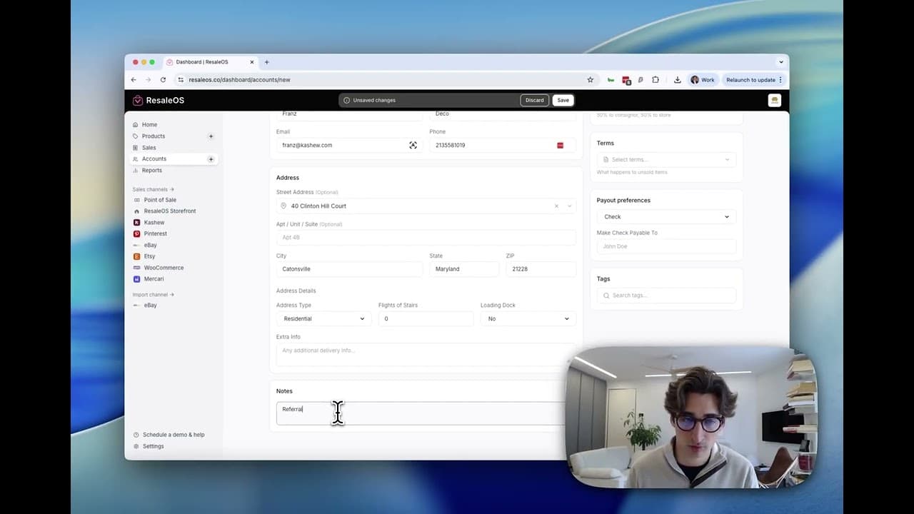 Manage Consigner and Customer Accounts in ResaleOS